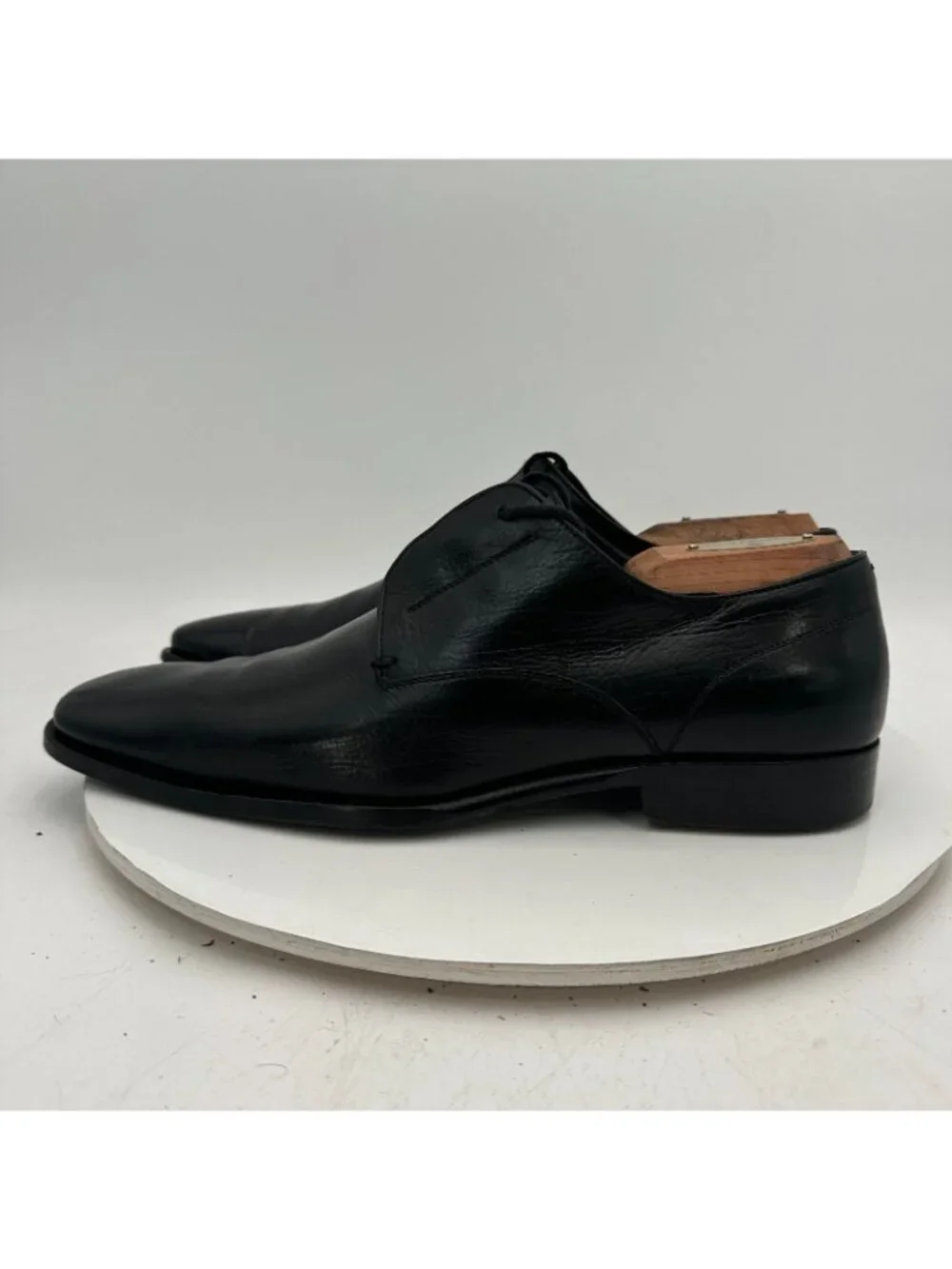 Gucci Men Size UK 8D US 8.5 Black Leather Plain Toe Derby Dress Shoes